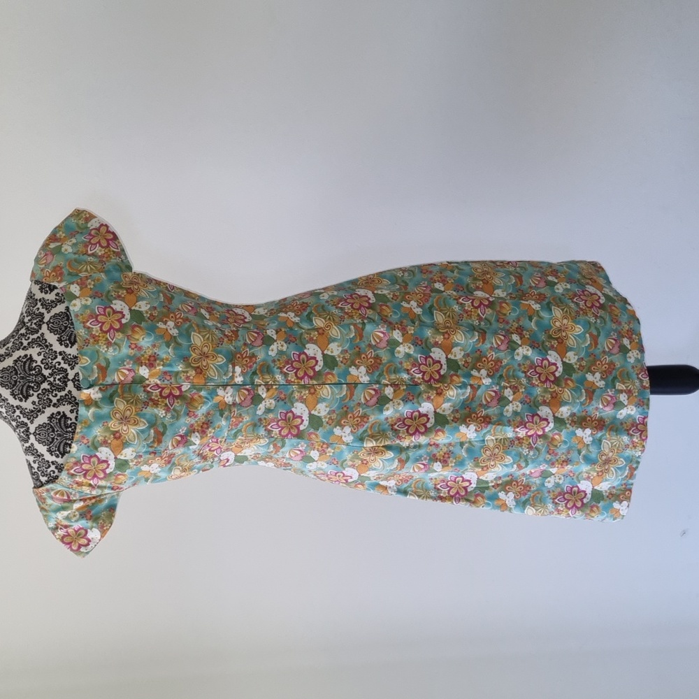 Handmade colourful vintage style dress, midi length, size approx 8-10 - Picture 4 of 4